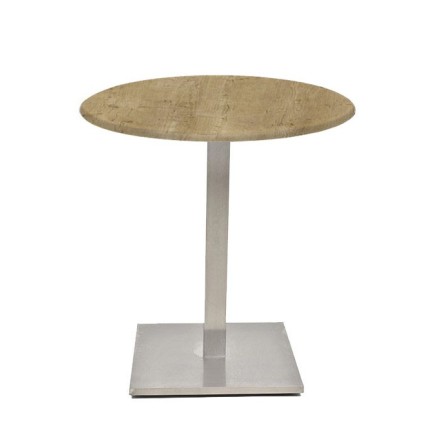 Mesa IPANEMA, acero inoxidable, base de 72 cms y tapa 60 cms. Color a elegir, Tableros de 60 cms: WER-WOODART, AVALON PINE 4729