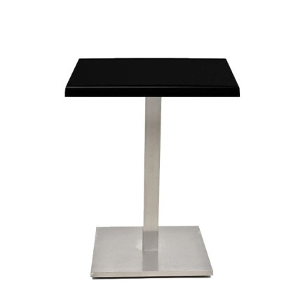 Mesa IPANEMA, acero inoxidable, base de 72 cms y tapa 60 x 60 cms. Color a elegir, Tableros de 60x60 cms: WER-UNIART, NEGRO 3190