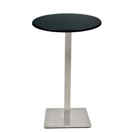 Mesa IPANEMA, alta, acero inoxidable, base de 110 cms y tapa 70 cms. Color a elegir, Tableros de 70 cms: WERZALIT SM - NEGRO 55