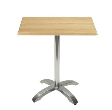 Mesa MILAN, aluminio, 4 radios, base de 72 cms y tapa 70 x 70 cms. Color a elegir, Tableros de 70x70 cms: WERZALIT SM - HAYA 19