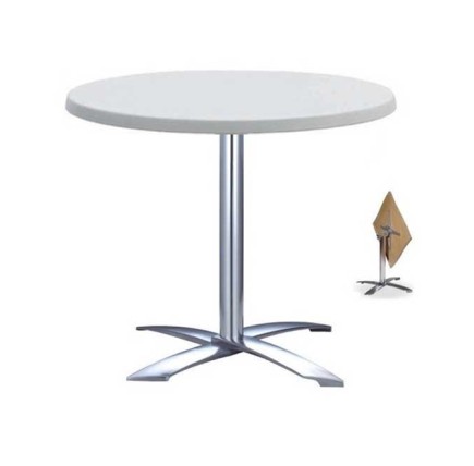 Mesa GATHER, aluminio, abatible, base de 73 cms y tapa 60 cms. Color a elegir, Tableros de 60 cms: WERZALIT SM - BLANCO 01