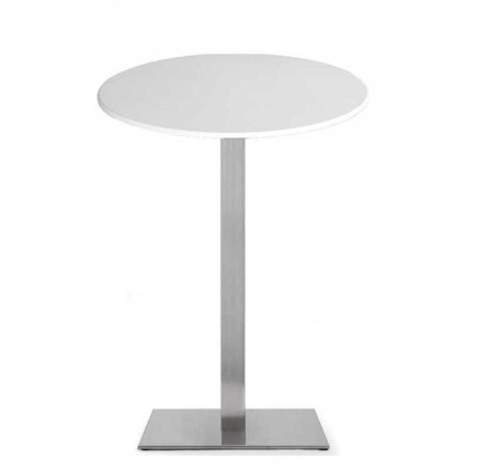 Mesa RHIN, alta, acero inoxidable, base de 110 cms y tapa 70 cms. Color a elegir, Tableros de 70 cms: WER-UNIART, BLANCO 3101