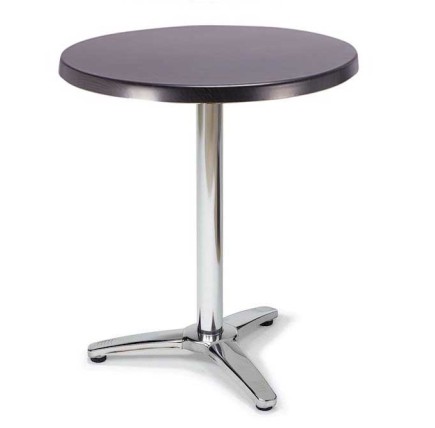 Mesa ROMA, aluminio, 3 radios, base de 70 cms y tapa 70 cms. Color a elegir, Tableros de 70 cms: WERZALIT SM - NEGRO 55
