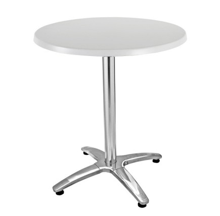 Mesa ROMA, aluminio, 4 radios, base de 72 cms y tapa 60 cms. Color a elegir, Tableros de 60 cms: WERZALIT SM - BLANCO 01