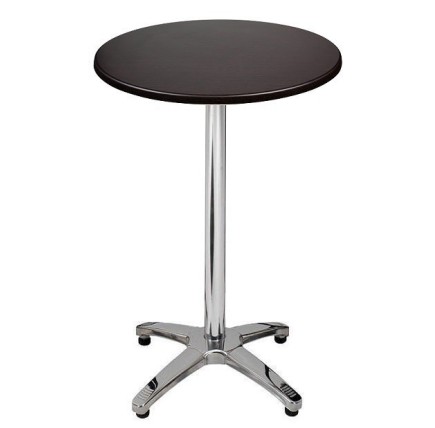 Mesa ROMA, alta, aluminio, 4 radios, base de 112 cms y tapa 60 cms. Color a elegir, Tableros de 60 cms: WER-UNIART, NEGRO 3190