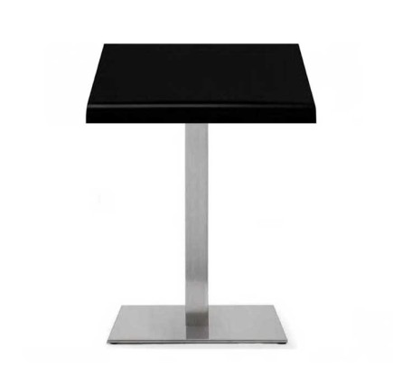 Mesa RHIN, acero inoxidable, base de 73 cms y tapa 70x70 cms. Color a elegir, Tableros de 70x70 cms: WER-UNIART, NEGRO 3190