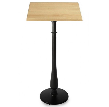 Mesa alta TÁMESIS, negra, base de 108 cms y tapa de 70x70 cms. Color a elegir, Tableros de 70x70 cms: WERZALIT SM - HAYA 19