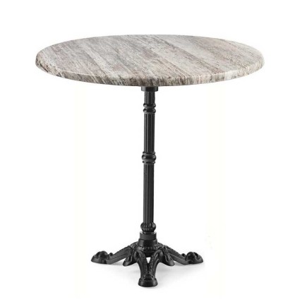 Mesa BRISTOL, fundición, 3 pies, negra, tapa 70 cms. Color a elegir, Tableros de 70 cms: WERZALIT SM - MONTPELLIER 214