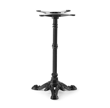 Mesa BRISTOL, fundición, 3 pies, negra, tapa 70 cms. Color a elegir, Tableros de 70 cms: WERZALIT ALEMANIA - TRAVERTINO 034