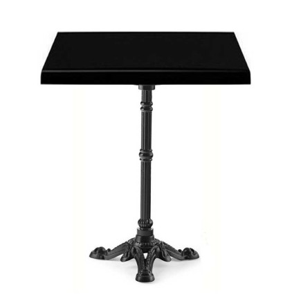 Mesa BRISTOL, fundición, 3 pies, negra, tapa 70x70 cms. Color a elegir, Tableros de 70x70 cms: WER-UNIART, NEGRO 3190