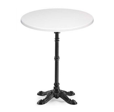 Mesa BRISTOL, fundición, 4 pies, negra, tapa 70 cms. Color a elegir, Tableros de 70 cms: WER-UNIART, BLANCO 3101