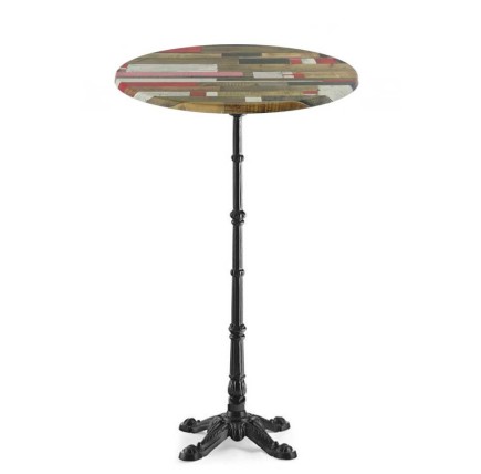 Mesa alta BRISTOL, fundición, 4 pies, negra, tapa 70 cms. Color a elegir, Tableros de 70 cms: WERZALIT SM - KBANA RED 271