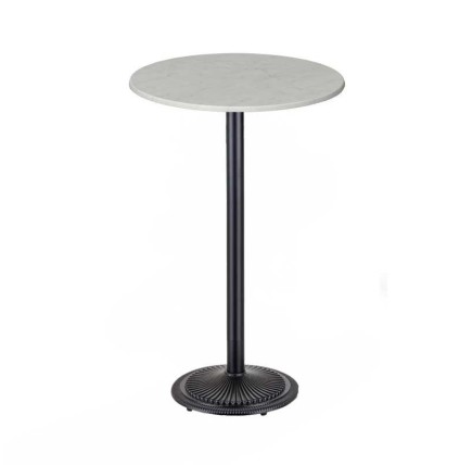 Mesa alta ARNO, negra, base de 110 cms y tapa de 70 cms. Color a elegir, Tableros de 70 cms: WERZALIT SM - MÁRMOL DE GENES 121