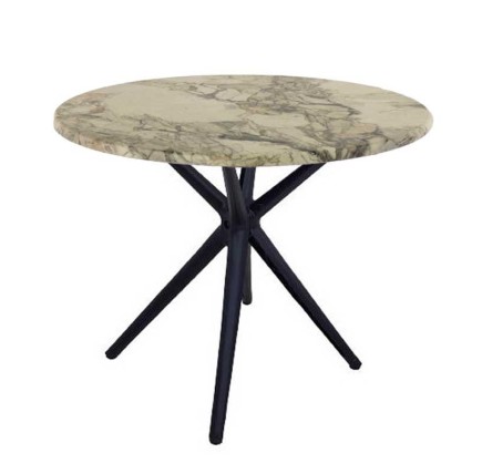 Mesa OASIS, negra, base de 72 cms y tapa de 60 cms. Color a elegir, Tableros de 60 cms: WERZALIT SM - MARBLE ALMERIA 209