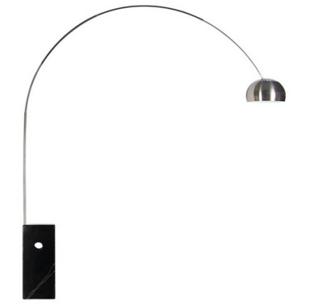 Lámpara NEW ARC BIG, pie salón, base de mármol negra