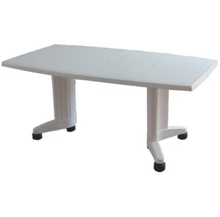 Mesa SIL, blanca, ovalada, ampliable 165/225 x 95 cms.