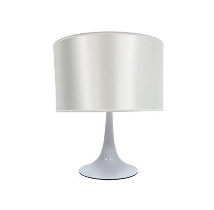 Lámpara LUGANO, sobremesa, blanca, pantalla gris claro