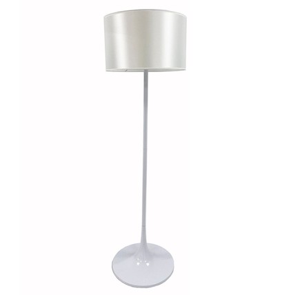 Lámpara LUGANO, pie salón, blanca, pantalla gris claro
