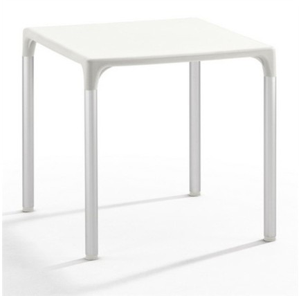 Mesa ELIANA, aluminio, polipropileno blanco 74x74 cms