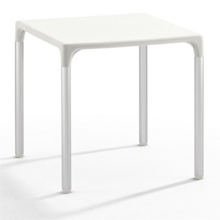 Mesa ELIANA, aluminio, polipropileno blanco 74x74 cms