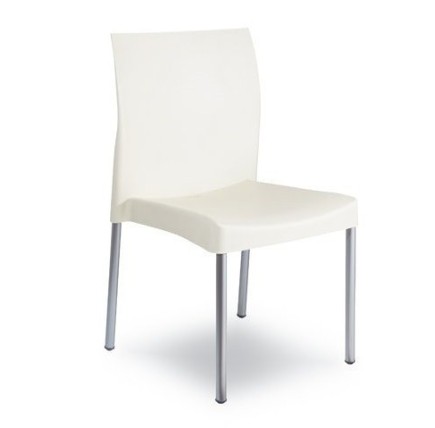 Silla SANDRA, aluminio, polipropileno blanca*