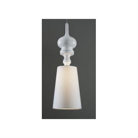 Lámpara LOUVRE, colgante, blanca, pantalla blanca
