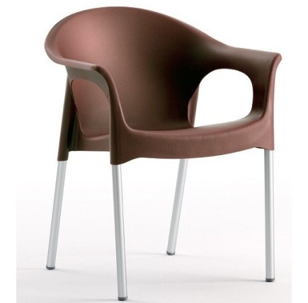 Sillón NILO, aluminio, apilable, polipropileno chocolate*
