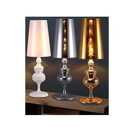 Lámpara LOUVRE PETIT, sobremesa, blanca, pantalla blanca