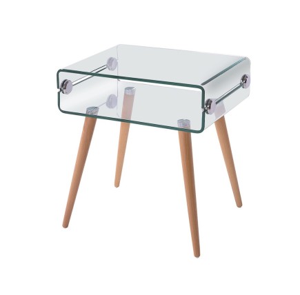 Mesa HOLANDA, madera, cristal, 55x40 cms