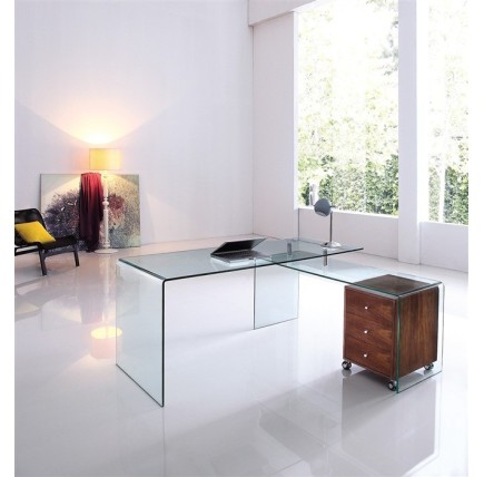 Conjunto FRANCE NEW, mesa + mesa ala, cristal transparente