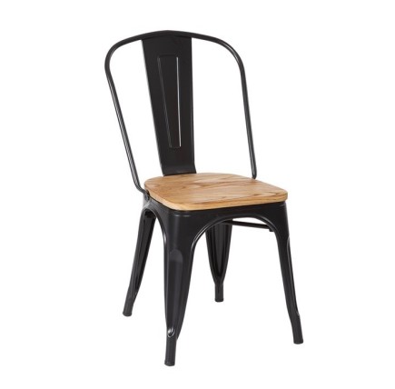 Silla TOL, acero, madera, negra