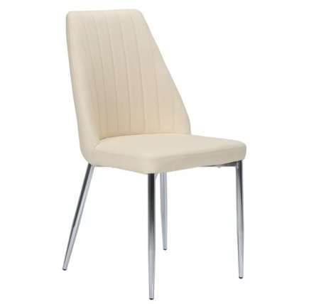 Silla MAXIM, cromada, tapizada en similpiel beige