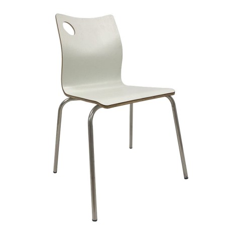 Silla AMELIE, apilable, acero inoxidable, asiento laminado HPL, blanco roto