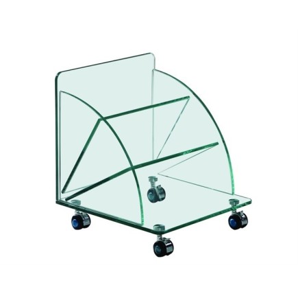 Mesa COIMBRA, baja, ruedas, cristal, 38*38*43 cms