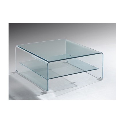 Mesa DREW, baja, cristal curvado, 60x60 cms