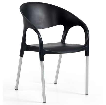 Sillón MOON, aluminio, polipropileno negro*