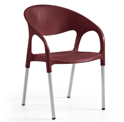 Sillón MOON, aluminio, polipropileno burdeos*