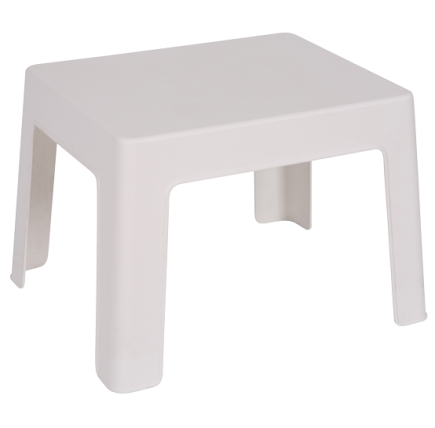 Mesa CARY, baja, apilable, polipropileno blanco.