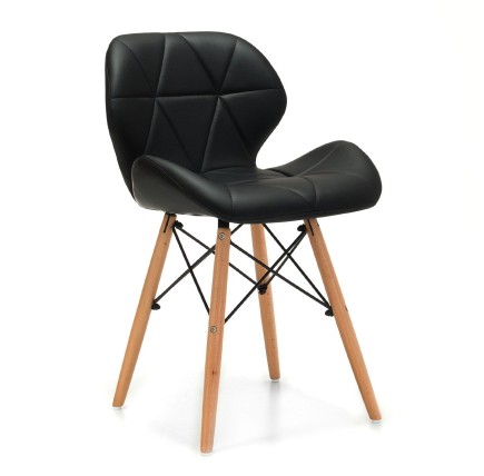 Silla DIANA, madera, similpiel negra