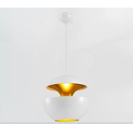 Lámpara URSULA, colgante, metal, blanco-dorado