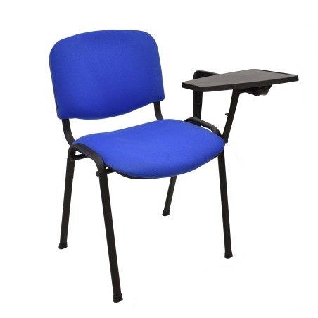 Silla NIZA NEW AM, brazo pala a izquierda, chasis negro, tapizado azul