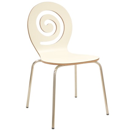 Silla PINSAPO, apilable, acero inoxidable, laminado blanco roto