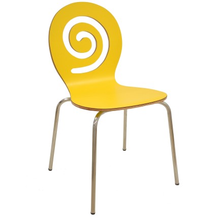Silla PINSAPO, apilable, acero inoxidable, laminado amarillo