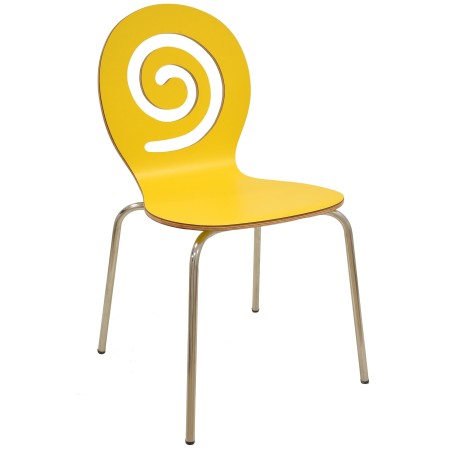Silla PINSAPO, apilable, acero inoxidable, laminado amarillo