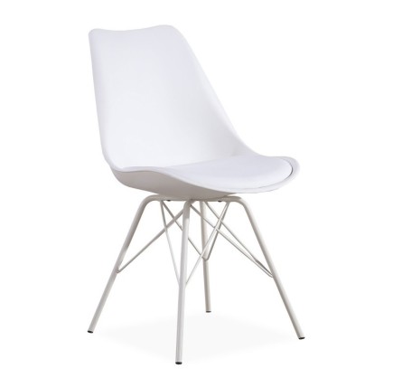 Silla BELLA NEW BBB, base blanca, carcasa y cojín blanco