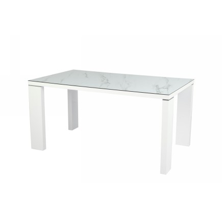 Mesa ROYAL, lacada blanca, cristal ceramico, 150 x 90 cms