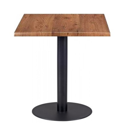 Mesa BOMBAY, negra, base de 72 cms y tapa de 80x80 cms. Color a elegir, Tableros de 80x80 cms: WERZALIT SM - ROBLE ANTIGUO 316