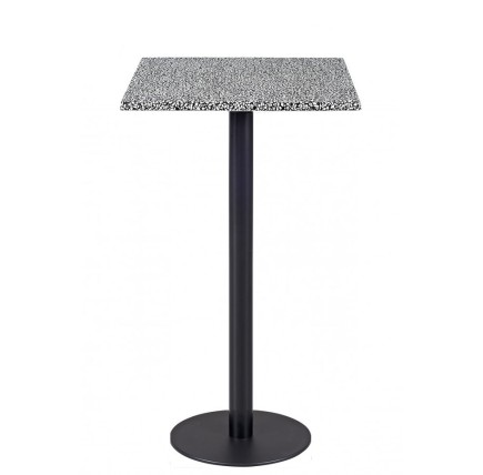 Mesa alta BOMBAY, negra, base de 110 cms y tapa de 60x60 cms. Color a elegir, Tableros de 60x60 cms: BILAMINADO VINTAGE HD7347