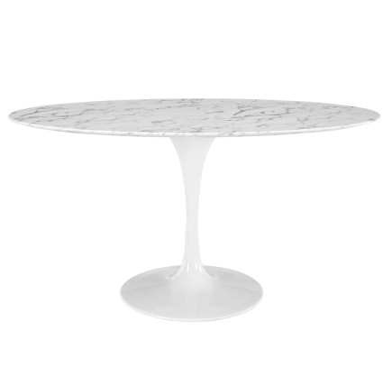 Mesa TUL, oval, fibra de vidrio, mármol blanco 160x90 cms