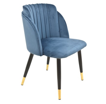 Silla GLAMOUR, metal, tapizado velvet azul